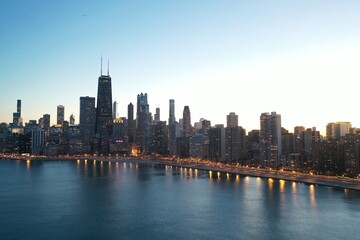 Fototapeta na wymiar Aerial view of Chicago city skyline