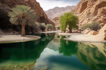 Wadi Ghul, Oman - obrazy, fototapety, plakaty