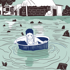 future generation at risk of devastating flood,  child in the flood