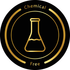 Chemical Free Symbol Icon. chemical free label sign. round stamp. band. ribbon. Eco friendly, bio, no waste, zero pollution, pesticide free agriculture or and biofuel concept. 