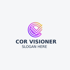 Letter CV VC Simple Monogram Logo