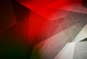 Dark Green, Red vector backdrop with lines, triangles.