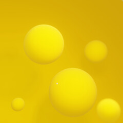  spheres Yellow color Abstract background 3d image