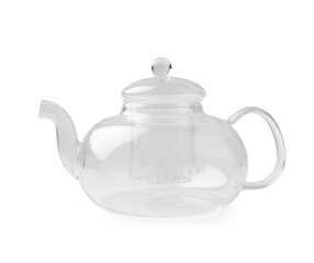 Glass teapot isolated on white