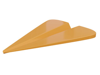 Orange paper airplane icon. 3d render.