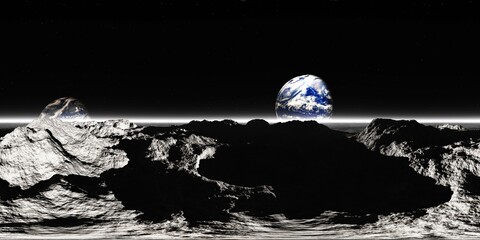 Lunar landscape. HDRI . equidistant projection. Spherical panorama. panorama 360. environment map, 3d rendering