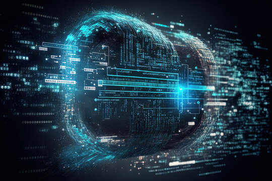 technical concept code coding programming technology. Generative AI