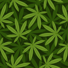 Vector dark green cannabis leaves seamless pattern - 556301643
