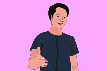 illustrator of a handshake boy flat character design