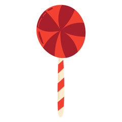 Cozy candy lollipop isolated on white background for holidays celebration, time for hygge design element for new year, christmas or valentine party