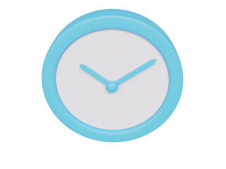 Blue cartoon clock. 3d render.