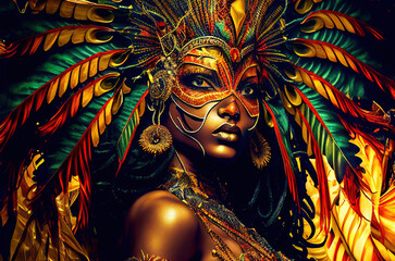 Stylized art of a brazilian samba dancer, carnival in rio de janeiro. . is not based on any real person, sketch art for artist creativity and inspiration. generative AI	