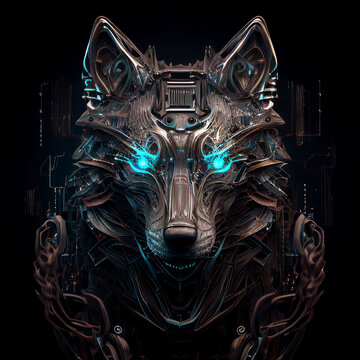 Stylized Cyber Wolf. Sketch Art For Artist Creativity And Inspiration. Generative AI