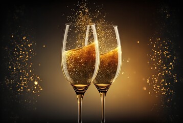 illustration of tossing champagne glasses in celebration party theme