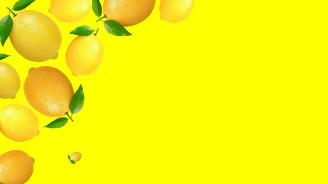 Lemon. Animation of lemons in motion. Composition for design.