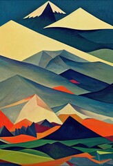 Fototapeta na wymiar mountain painting Generative AI