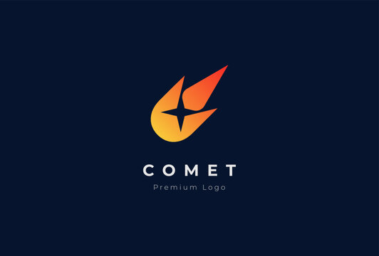 Comet star logo design,  comet with star inside, usable for brand and business logos, flat design logo template, vector illustration