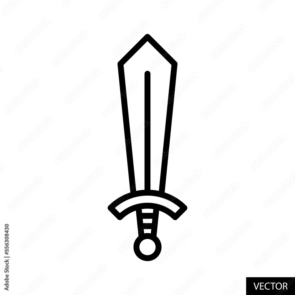 Poster sword vector icon in line style design for website, app, ui, isolated on white background. editable 