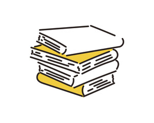 積読　積まれた本　積ん読　イラスト