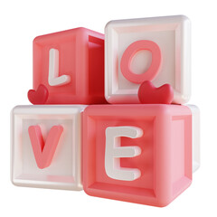 3D illustration cube love block