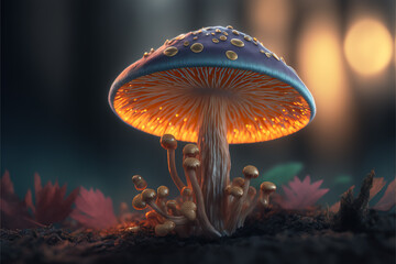 Fototapeta na wymiar Magic mushrooms, colorful surreal image