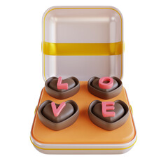 3D illustration love chocolate