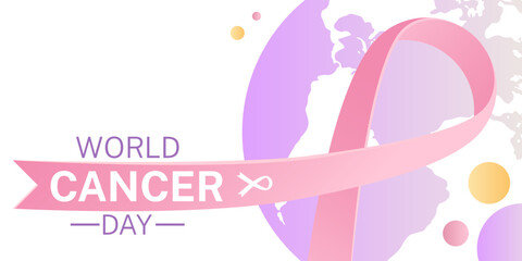 Pink ribbon and globe for world cencer day background