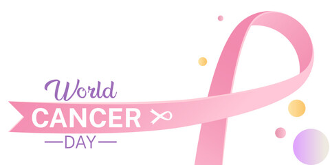Simple pink ribbon world cencer day background