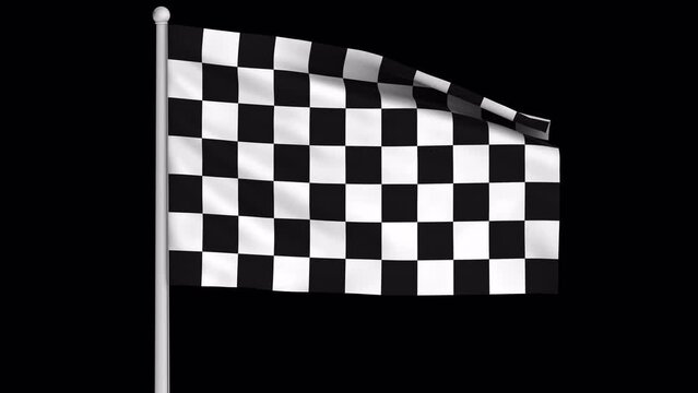 Racing Flag on alpha channel backaground in seamless loop.