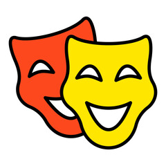 Theater Masks Filled Line Icon