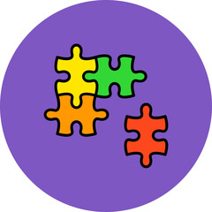 Puzzle Multicolor Circle Filled Line Icon