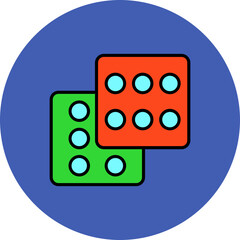 Dices Multicolor Circle Filled Line Icon