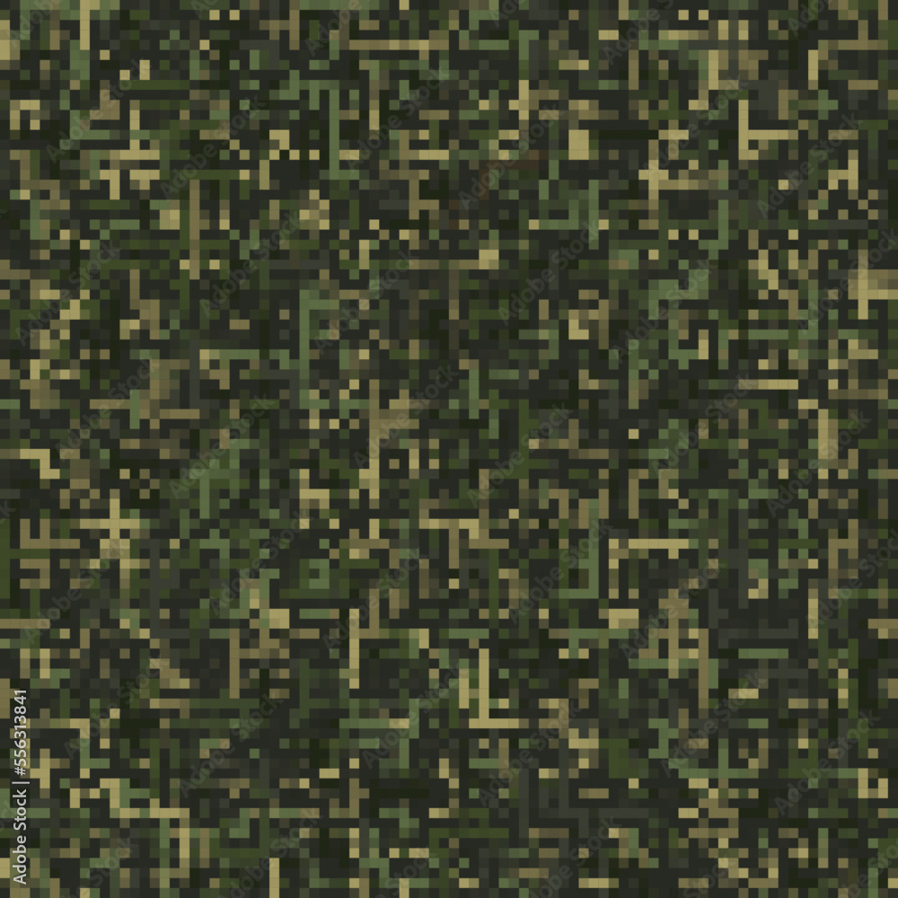 Poster seamless green camouflage pattern with pixel retro effect. small mixed particles. dense abstract bac