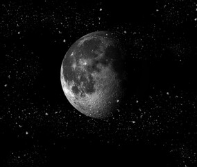 dark sky illustration with moon and stars