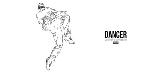 Obraz premium Abstract silhouette of a young hip-hop dancer, breake dancing man isolated on white background. Vector illustration