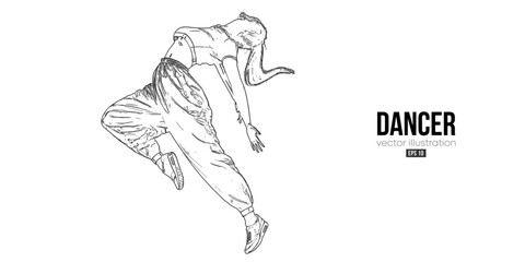 Abstract silhouette of a young hip-hop dancer, breake dancing woman isolated on white background. Vector illustration