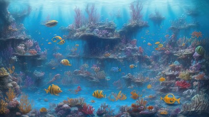 Naklejka na ściany i meble Under the sea background.