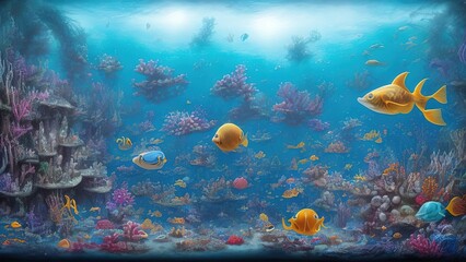 Fototapeta na wymiar Under the sea background.