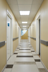 corridor with white doors. corridor in the hospital