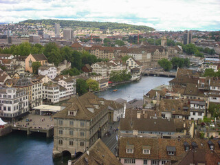 Fototapeta na wymiar Panoramic view from above to city. Top view. Zurich. Switzerland