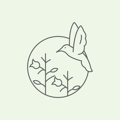 fly bird minimalist line art logo design illustration creative