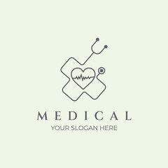 medical stethoscope icon line art vector illustration icon minimalist