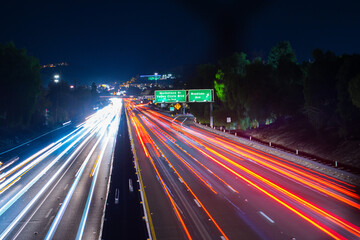 Fototapeta na wymiar Traffic on US 101 Freeway in San Fernando Valley. 
