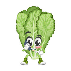 mascot vector illustration of cute mustard green character calling with sellphone