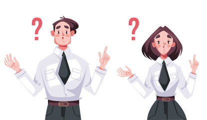 People office workers characters thinking concept.  Vector graphic design illustration element