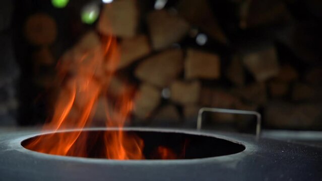 the fire burns bright and provides warmth and heat for cooking