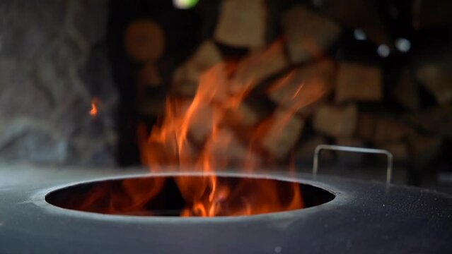 the fire burns bright and provides warmth and heat for cooking