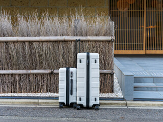 suitcase with japanese fence
