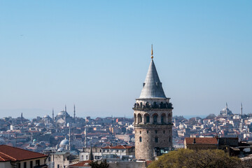 Fototapeta na wymiar Galata Tower in Beyoglu . Istanbul ,Turkey