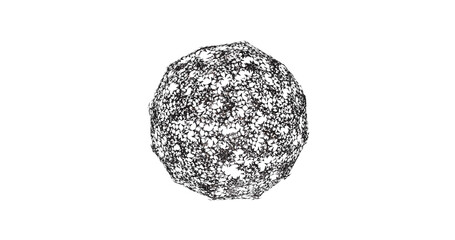 insulate geometric mesh made of metal, carved element for 3D image design, ball shape, hexagon